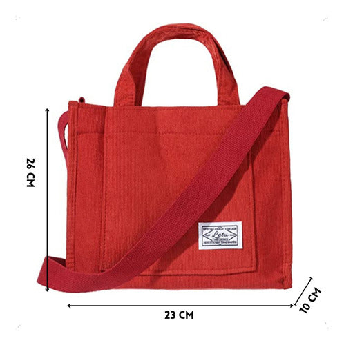 Set of 2 Small Women's Handbags Crossbody Shoulder Bag in Soft Corduroy Fabric 42