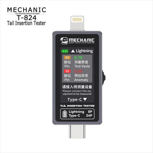 Mechanic Medidor Dock Test T824 Lighting Tipo C Pin Carga 3