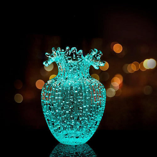 Generic Luminescent Wave Mouth Handcrafted Glass Flower Vase 0