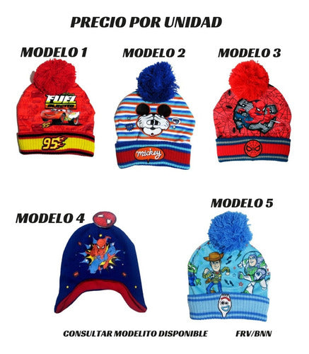 Footy Gorro Pompon Mickey Cars Spiderman Toy Story Ct Plumitaa 1