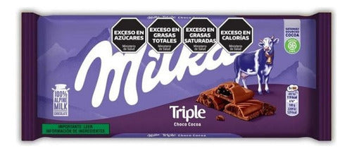 Milka Triple Choco Cocoa Milk Chocolate 90g 0