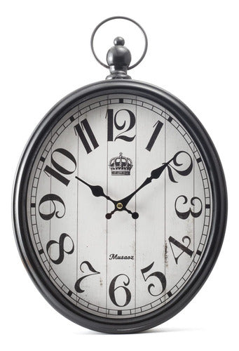 Musaoz Large Silent Metal Oval Wall Clock 0