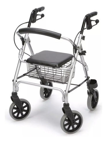 Silfab Folding Walker with Seat, Wheels, and Basket 0