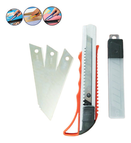 Professional Plastic Body Metal Blade 18mm Cutter x 3 Pack 0