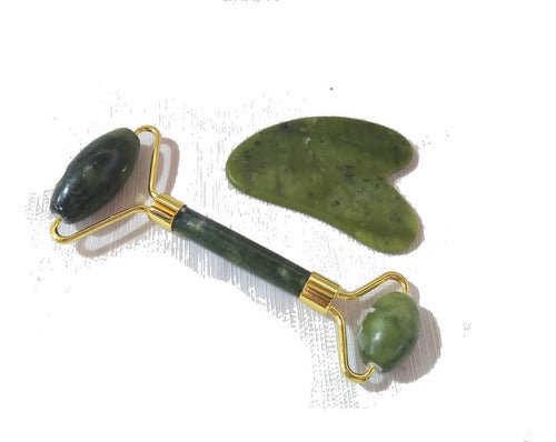 Artume Double Roller and Jade Gua Sha Facial Massagers Set 0