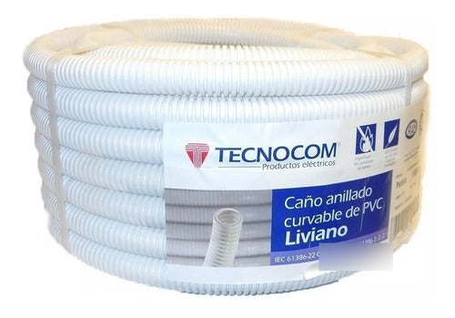 Tecnocom Caño Corrugado Blanco 3/4 Liviano X 10 Rollos 25 Mt 1