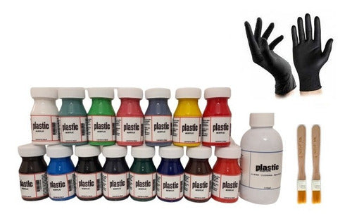 Plastic Set of 15 Leather Paints - Finisher 125 - Shoes & Boots 0