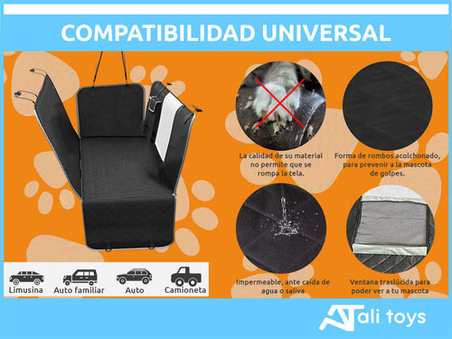 Alitrade Funda Auto Cubre Asiento Ventana Bolsillo Perro Mascotas 4