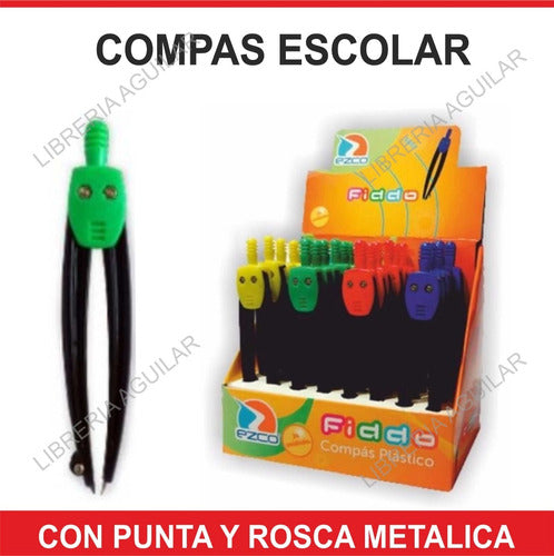 Promo X 24 Compás Escolar Ezco Ideal Para Set De Geometría 2