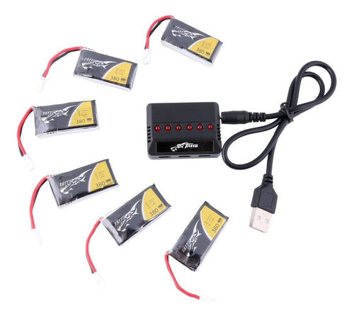 Baterias Lipo (5) Y Cargador 3.7v 380mah Rc Tattu 0