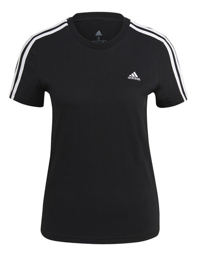 adidas Essentials 3S Women's T-shirt Black/White 2