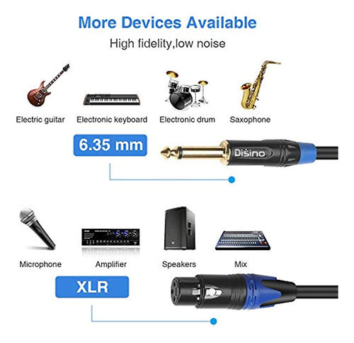 Disino Hembra Xlr A 1/4 De Pulgada (6,35 Mm) Ts Mono Jack Ca 3