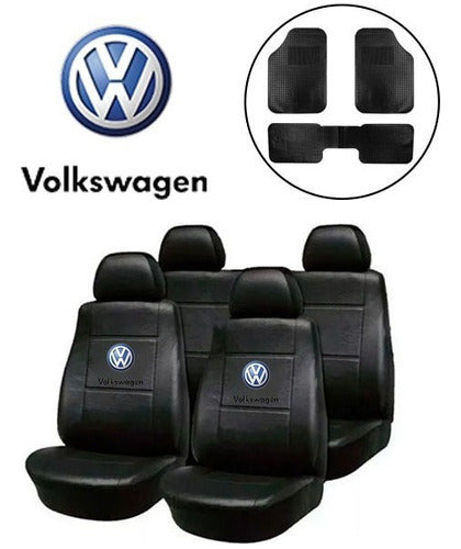 Max Tuning Universal Cuir Leather Seat Covers for VW Gol Trend Voyage - 3 Piece Carpet Set 0