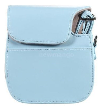 Cuero Azul Hombro Funda Bolso + Correa Para Fujifilm Instax 5