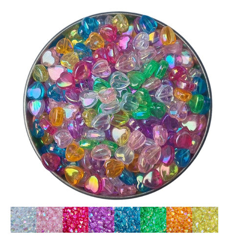 50 Translucent Iridescent Heart-Shaped Beads - Bijou 7