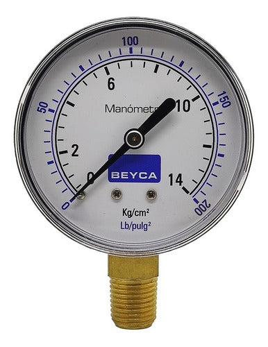 Beyca Manómetro 14 Kg 63mm Rosca 1/4 Inferior Gas Aire Agua 0