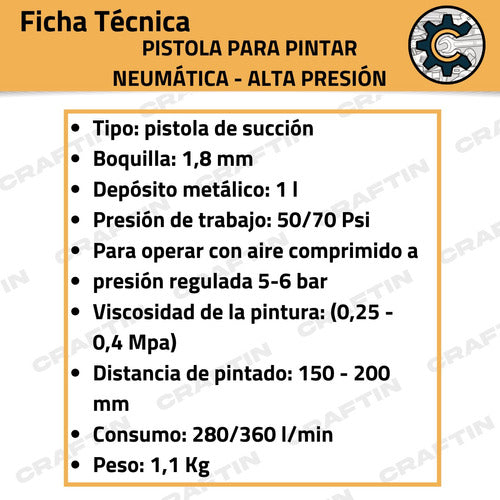 Pistola Soplete Pintura Alta Presion 1 Lts Lusqtoff As-1050 1