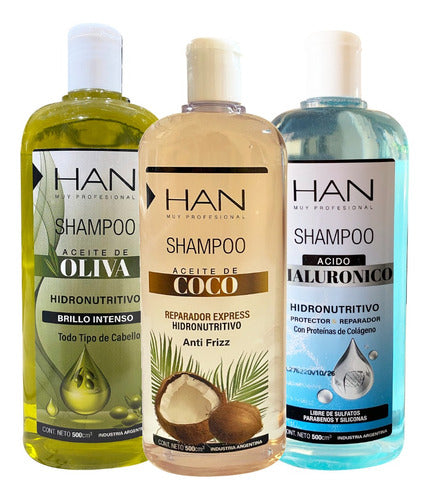 Han Combo X3 Shampoo Oliva - Coco - Acido - Han 0