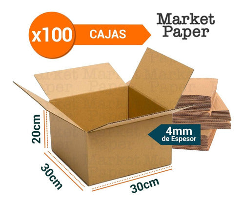 Market Paper Caja Carton Embalaje 30x30x20 Mudanza Reforzada X100 1