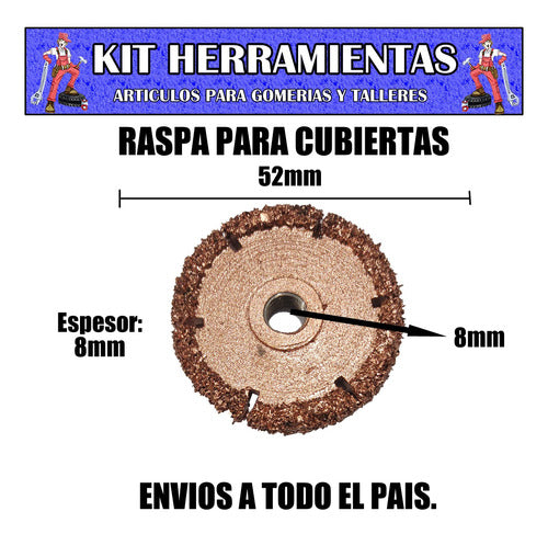 KIT HERRAMIENTAS Tungsten Grinding Disc for Tire Repair 3