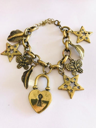 Bronze Metal Bracelet with Various Charms x 12 Units 10