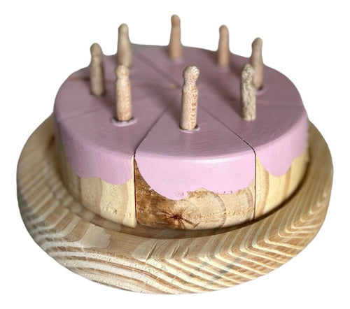 Wooden Food Cake Sliced Pink with Cutting Board 0