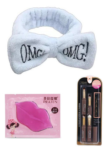 Mercadoflash Set Maquillaje Vincha + Set X6u Brochas + Mascarilla Labios 0