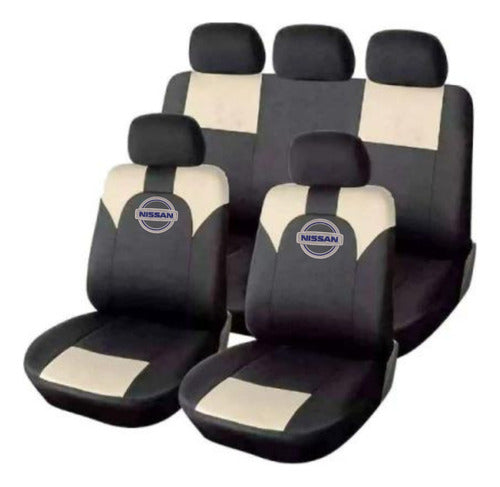 Best Car Universal Seat Cover Set Black Beige Logo Nissan 0