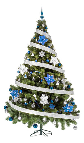 Christmas Tree Tronador Luxury 1.50m + Kit 40 Deco Blue Silver 0