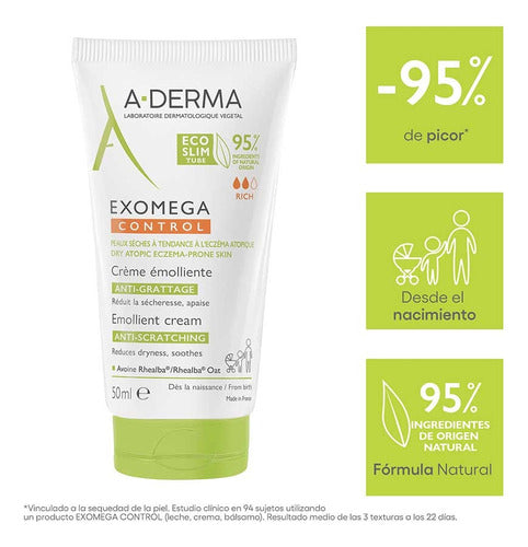 A-Derma Exomega Control Emollient Cream 50ml 2