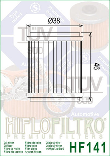 Filtro Aceite Hf141 Yamaha Wr 250 450 / Yz 250 / Raptor 250 1