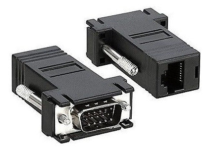 2 Piezas Negro Adaptador Extensor Vga Cat5/cat6/rj45 Cable 1