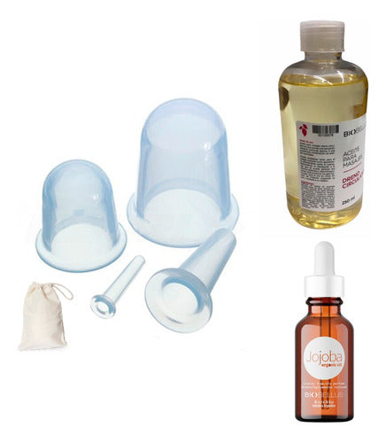 Silicone Cupping Kit + Body Oils Anti-Aging Cellulite Treatment 0