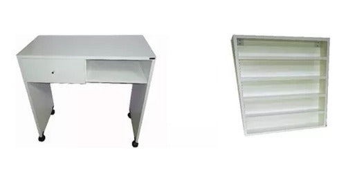 Muebleds Combo Manicure Table and Nail Polish Shelf for Aesthetics and Hairdressing 0