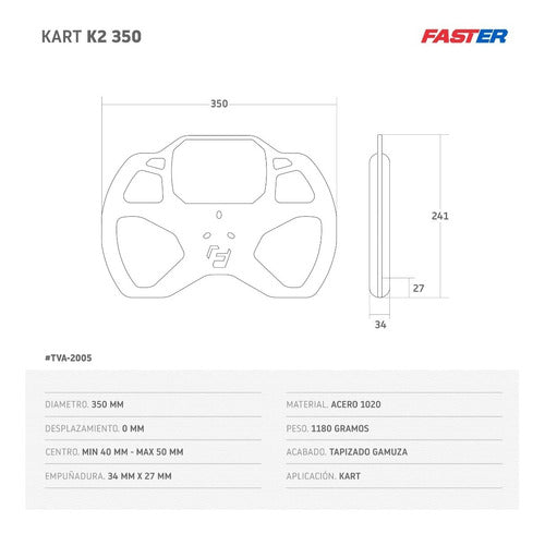 Faster Kart K2 350 Silver Steering Wheel by Collino 2
