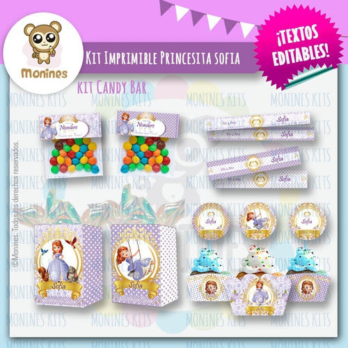 Princesa Sofia Kit Imprimible Cumpleaños Candy Texto Editabl 1