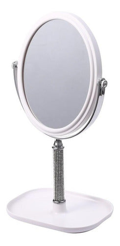 Makeup Oval Standing Mirror Double-Sided 16x20cm with Strass 0