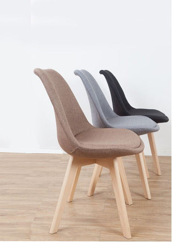 Scandinavian Upholstered Tulip Chair in Gray Beige Black 5