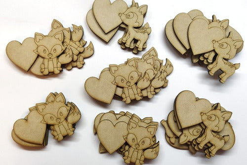 10 Animalitos Nórdicos 9cm Corazón Fibrofacil Mdf Souvenirs 0