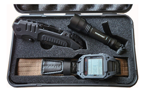 Humvee Kit with Tactical Knife, Digital Watch, and LED Tactical Flashlight 0