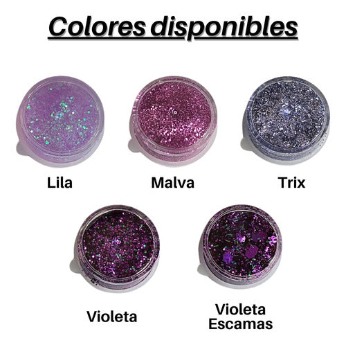 Pepitas Baires Glitter En Gel Mini X6 Varios Colores Mas Mini Gema 4