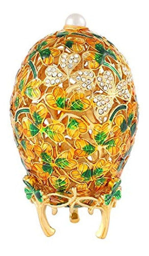 Qifu Fabergé Style Hand-Painted Egg with Hinges Box 0