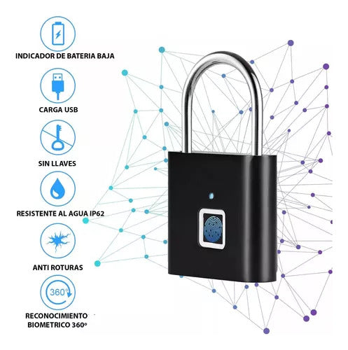 Candado Huella Digital Candados Tactil Usb Resistente Color 1