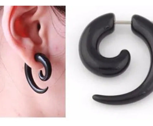 Acrylic Steel Spiral Fake Expander Horn Earrings Piercing 3-4 cm 8