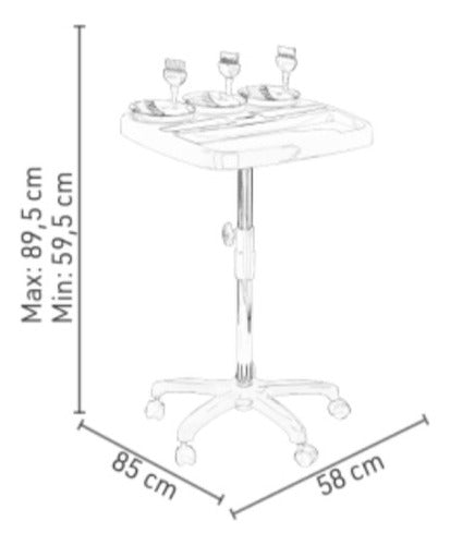 Casa Danubio Hairdressing Assistant Trolley with 3 Color Bowls and 3 Brushes 3