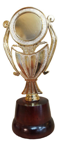 CABPremiaciones Trofeo Plástico Copa Plana Standard 18cm Souvenir B Madera 0