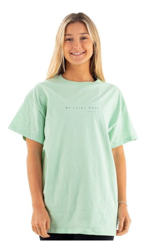 Roxy Short Sleeve T-shirt Lucky Wave Green with Print 0