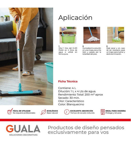 Renovador De Pisos De Madera Kekol K-410 Polish 4 Lt 3