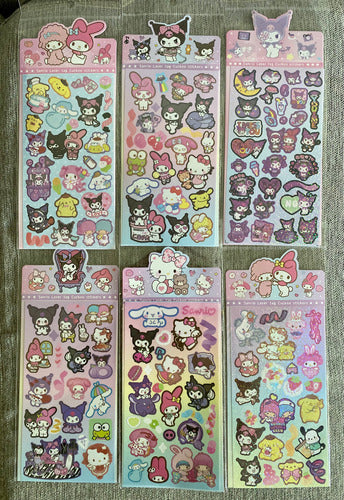 Plancha De Stickers Holográficas Kuromi Cinnamoroll Melody 3