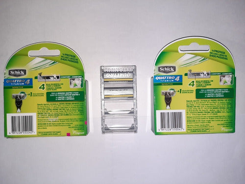 Schick Quattro 4 Titanium Sensitive - 2 Pack X 2 Cartridges 1